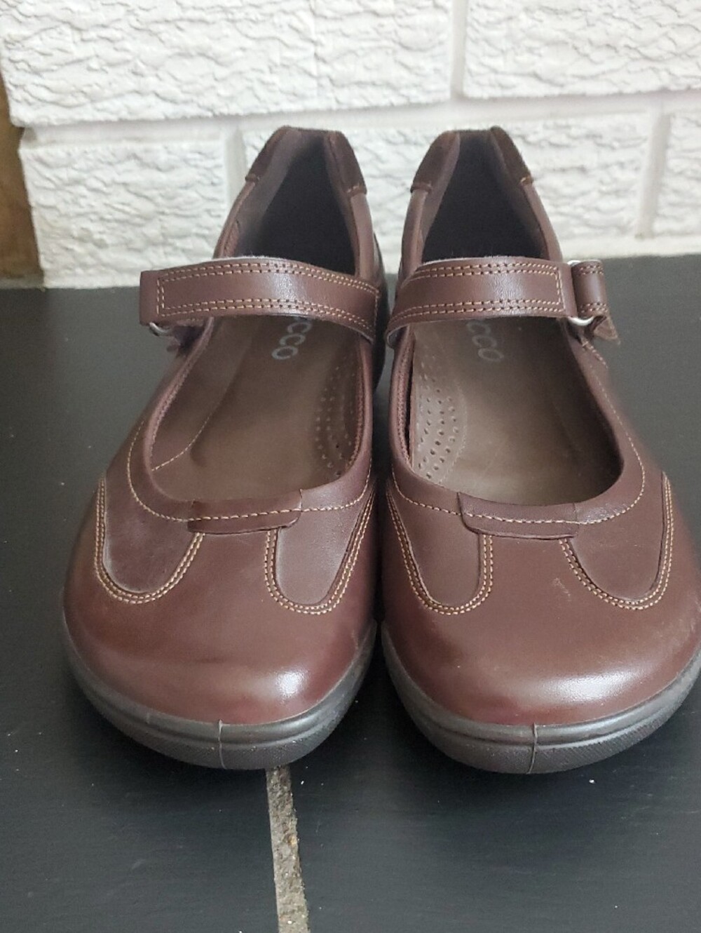 Ecco Women's Dark Brown Mary Jane Flats Sz 6.5 Career Casual Confort Active - Picture 5 of 13